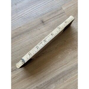 VTG  72" 6' Wood Extension Rule Metal Slide Folding Ruler Made In USA